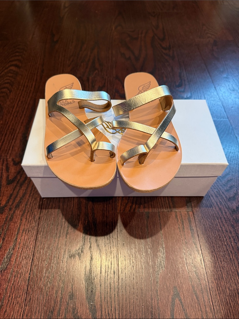 Brand new Ancient Greek sandals - Gold Strappy Toe-Ring Sandals